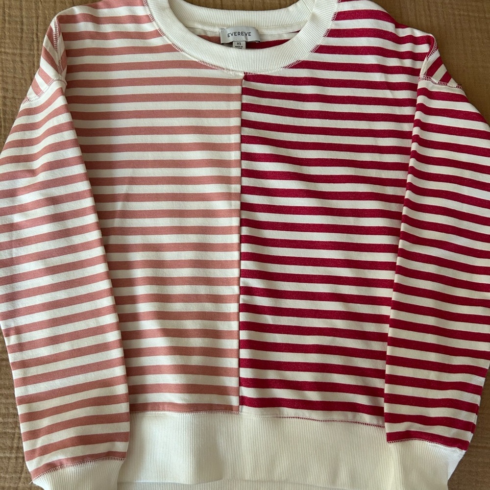 Evereve Color-Block Sweatshirt Red and Pink